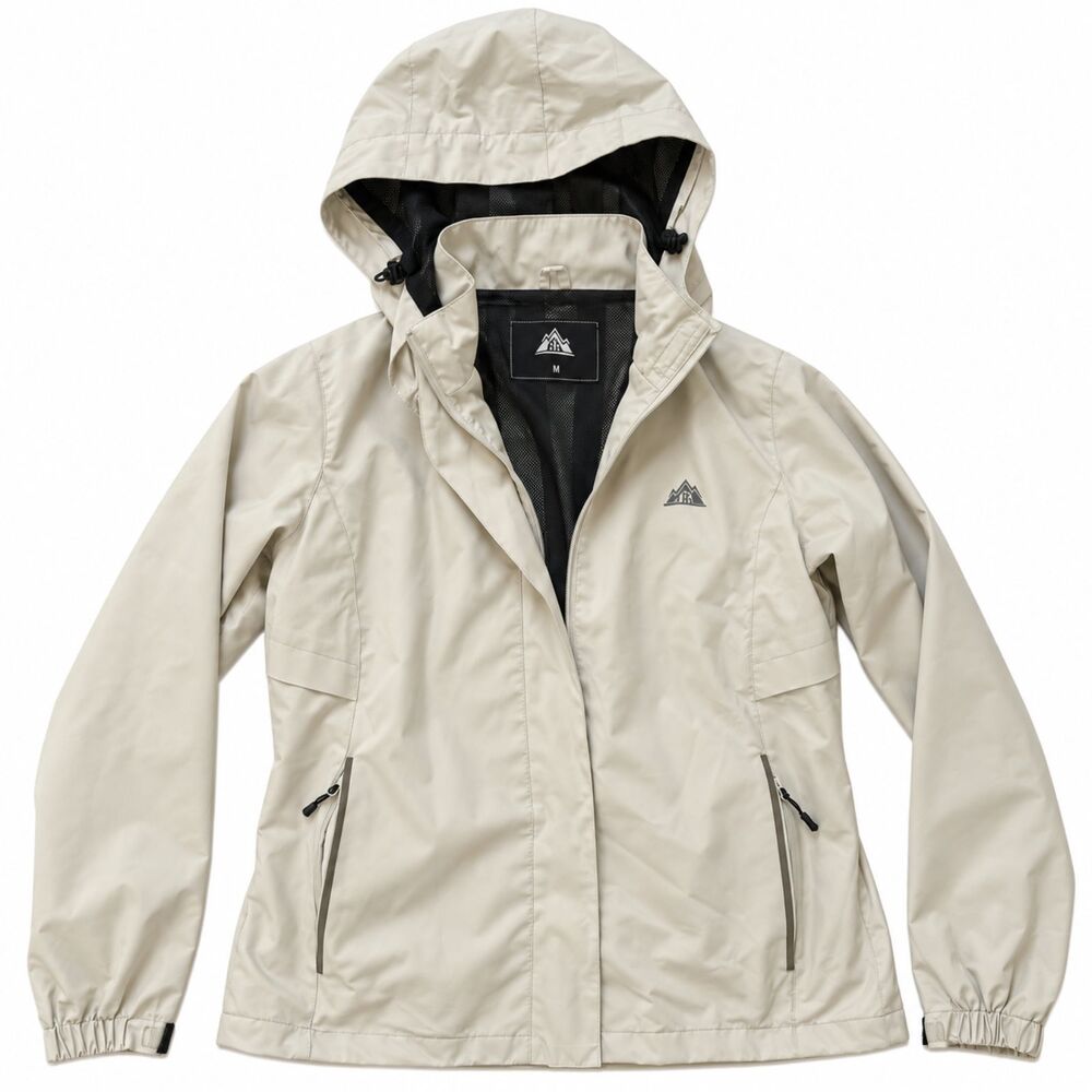 Waterproof Hooded Rain Jacket Shell Beige Womens